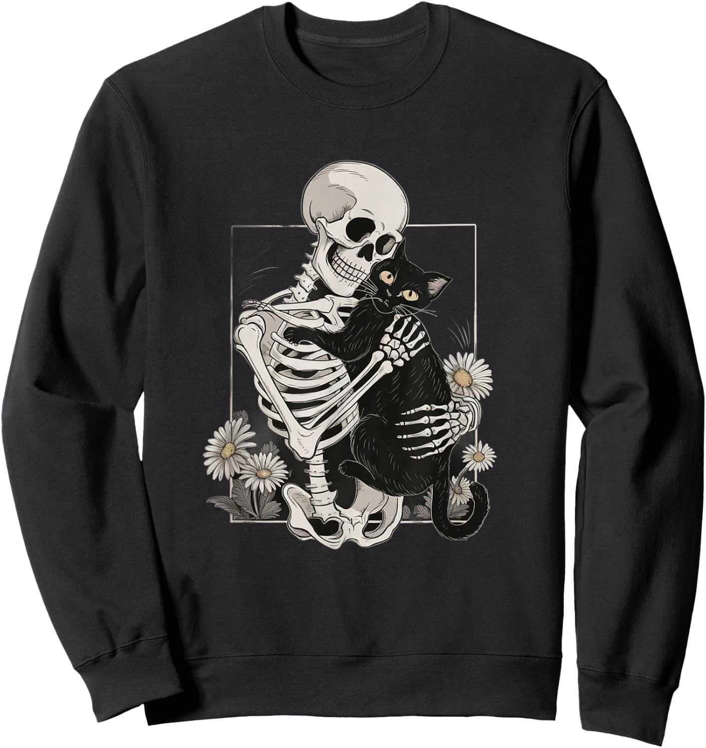 Cat Skull Kitten Cute Skeleton Halloween Men Women Kids Sweatshirt - Sweatshirt | Black