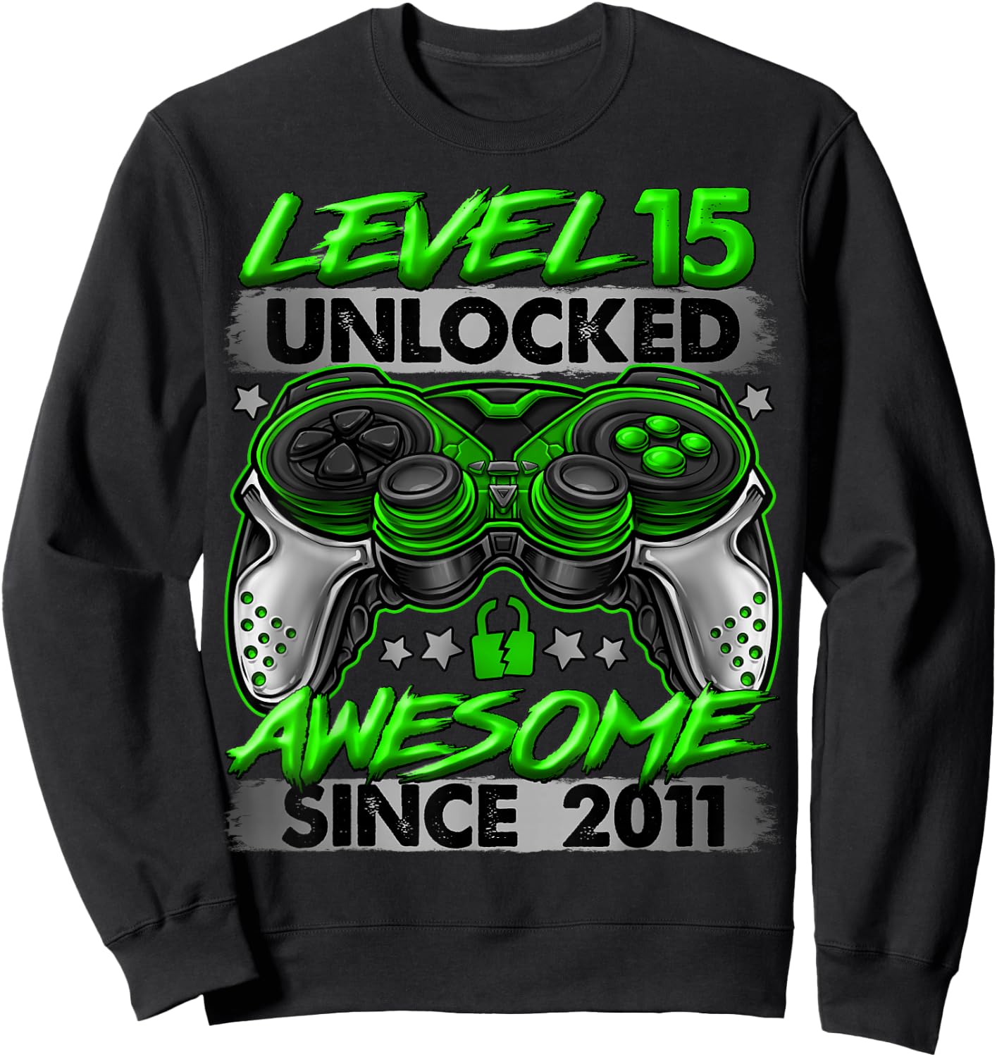 Level 15 Unlocked 15 Year Old Gifts Boys 15th Birthday Boy Sweatshirt - Sweatshirt | Black