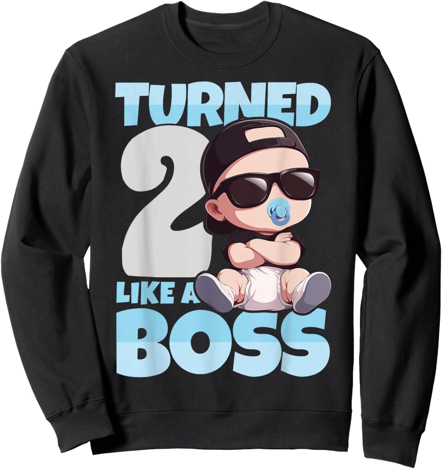 Baby 2nd Birthday Boy Girl 2 Years Like a Boss Kids Sweatshirt - Sweatshirt | Black