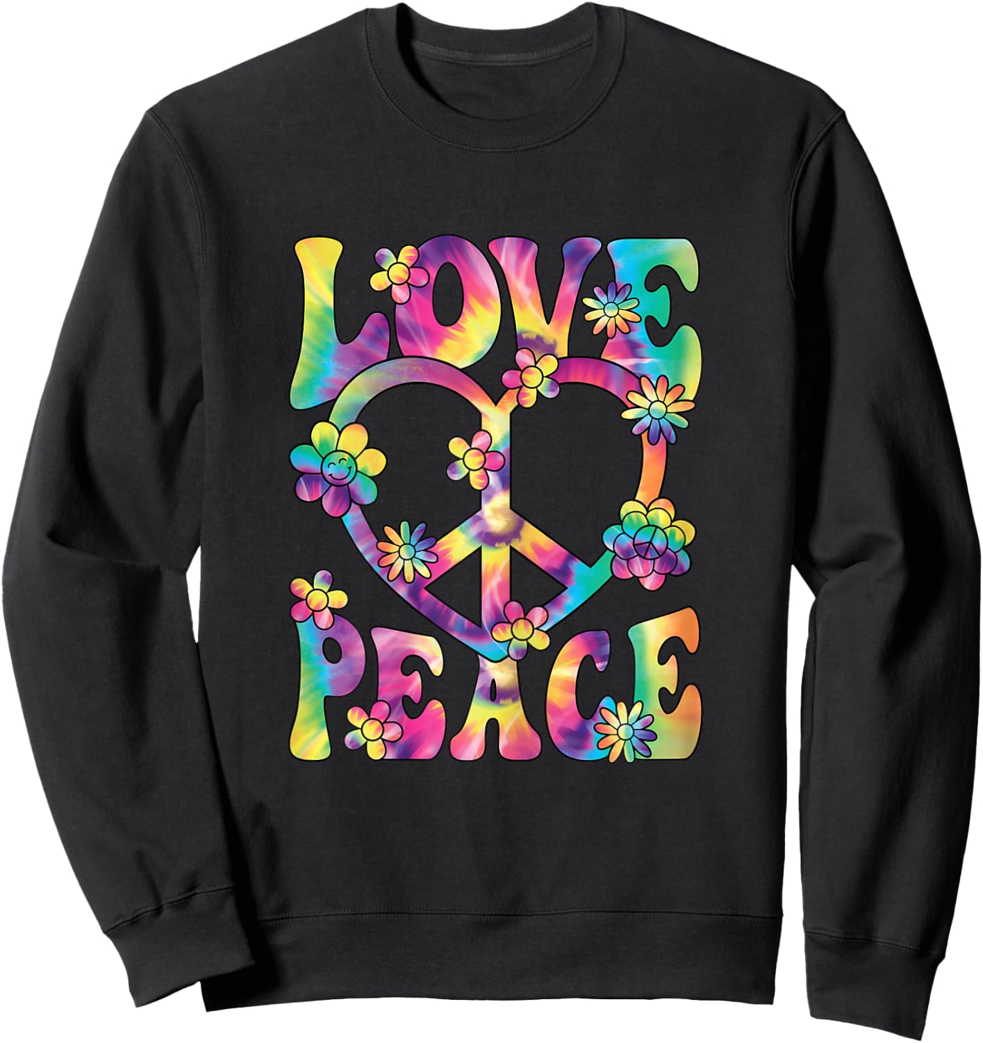 60s 70s Hippie Love Peace Groovy Party Outfit Retro , black Sweatshirt - Sweatshirt | Black