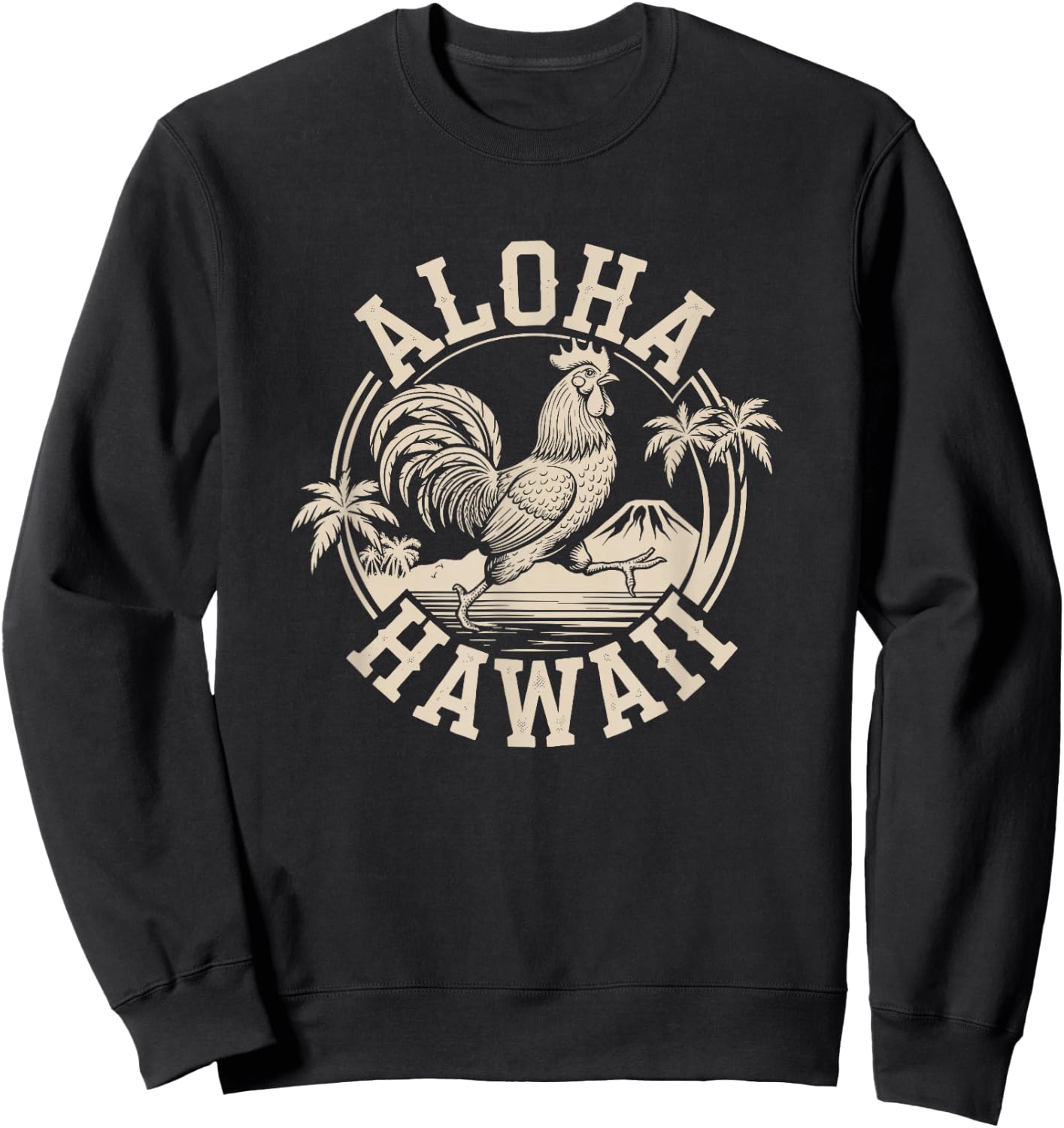 Aloha Hawaii Rooster Running on the Beach Tropical Vacation Sweatshirt - Sweatshirt | Black