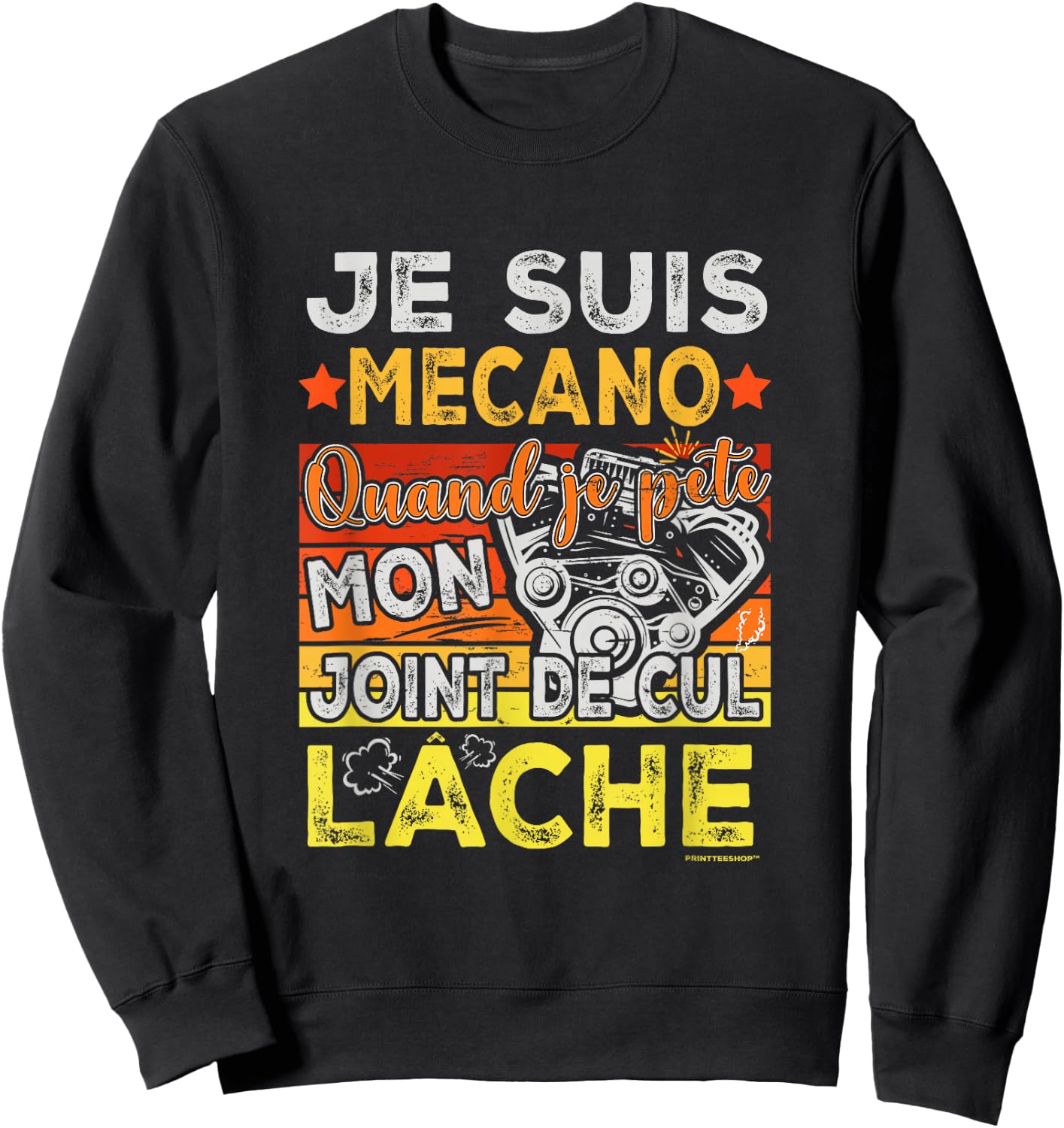 Mechanic Humour Mechanical Cylinder Head Gasket – Man Mécano , Black, S Sweatshirt - Sweatshirt | Black
