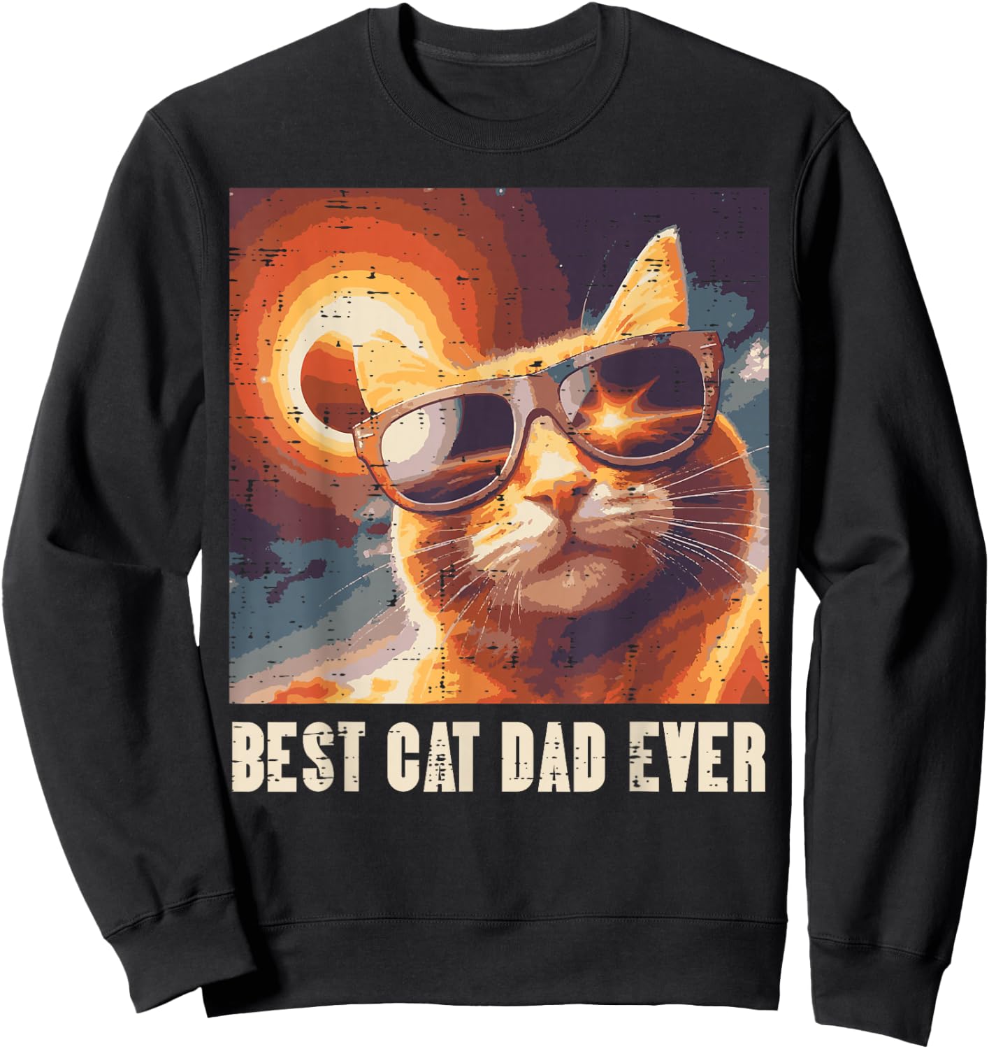 Fathers Day Best Cat Dad Ever Funny Fur Daddy Papa Kitty Pet Sweatshirt - Sweatshirt | Black