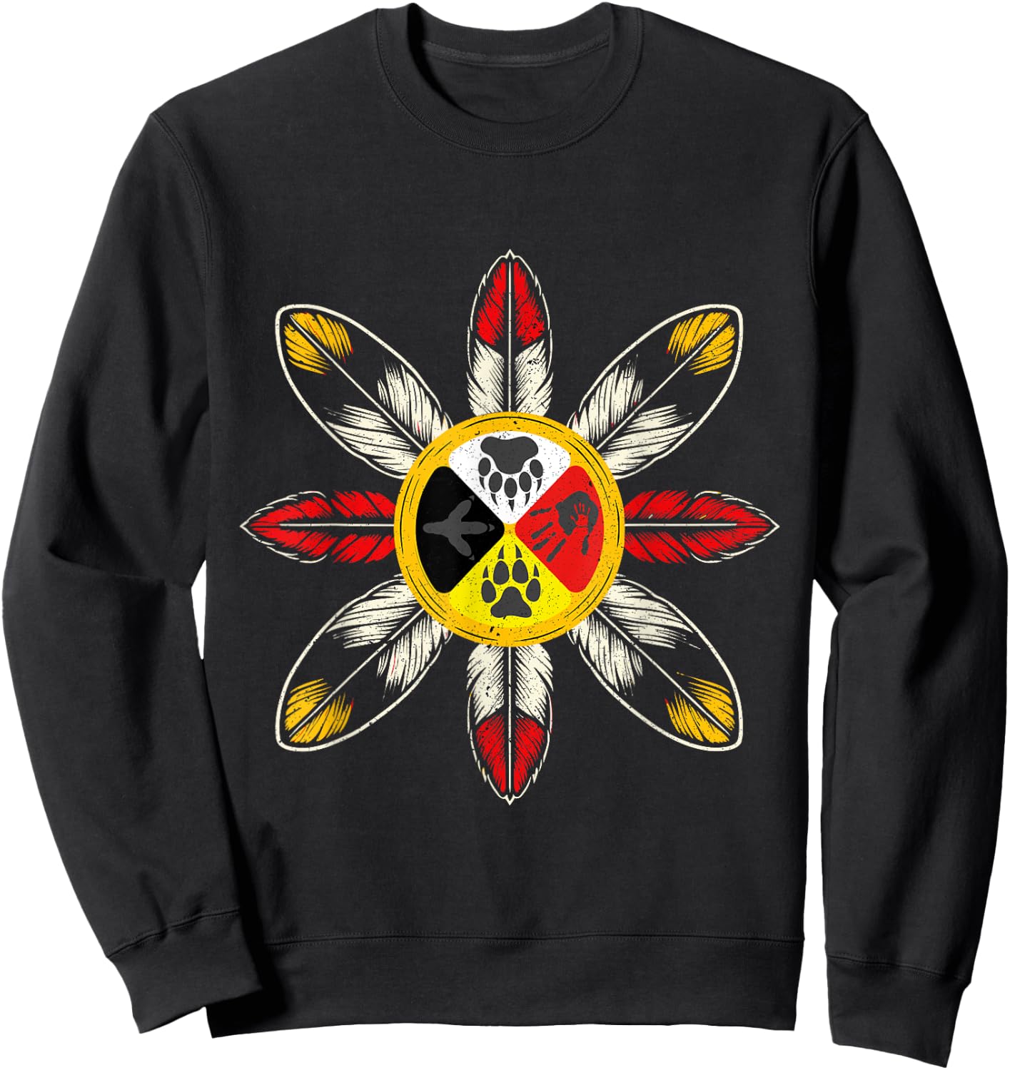 Medicine Wheel Native American Native Animals Spirit , Black, S Sweatshirt - Sweatshirt | Black