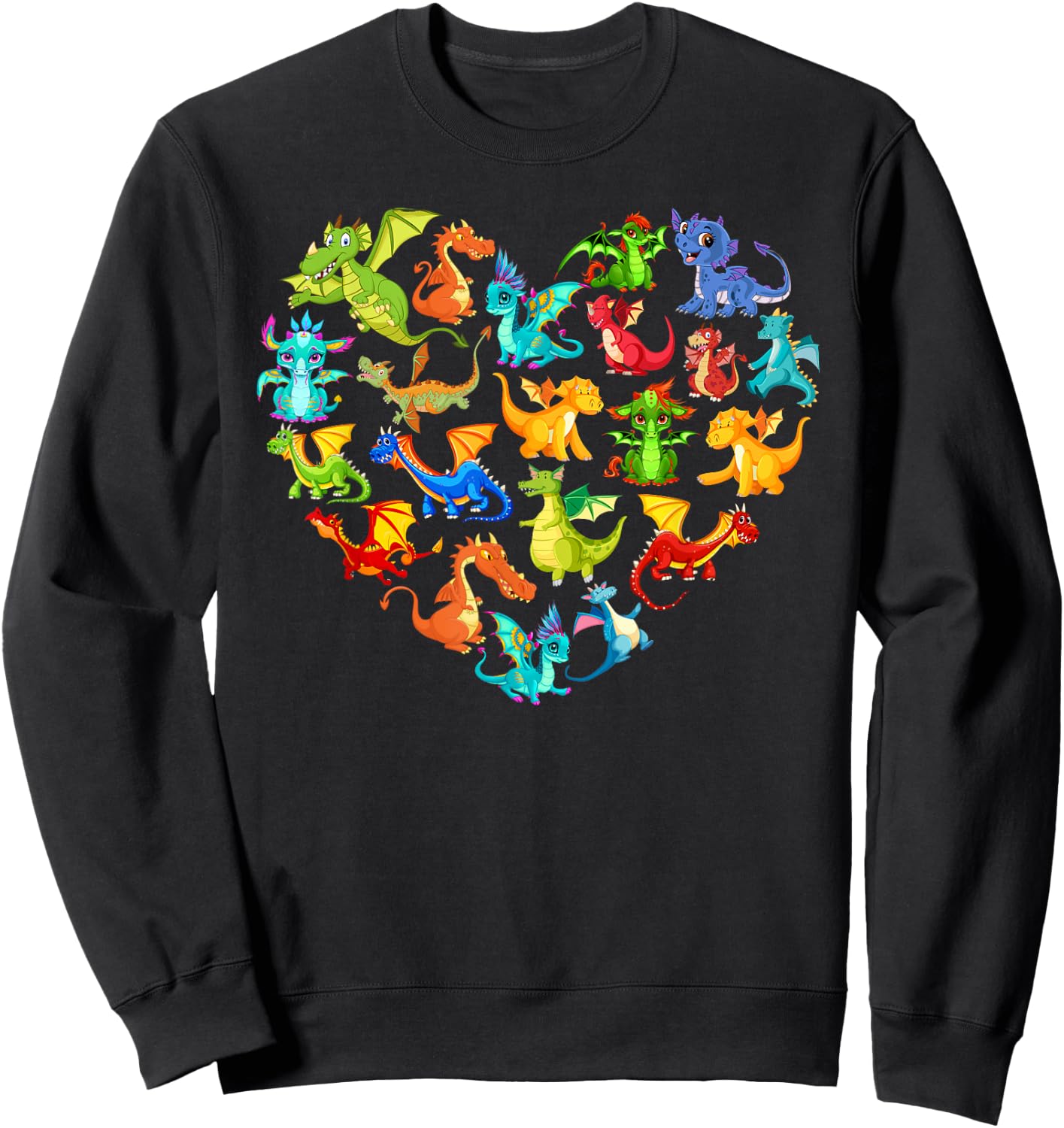 Dragon Lover Heart , Girls, Kids. Dragon , black Sweatshirt - Sweatshirt | Black