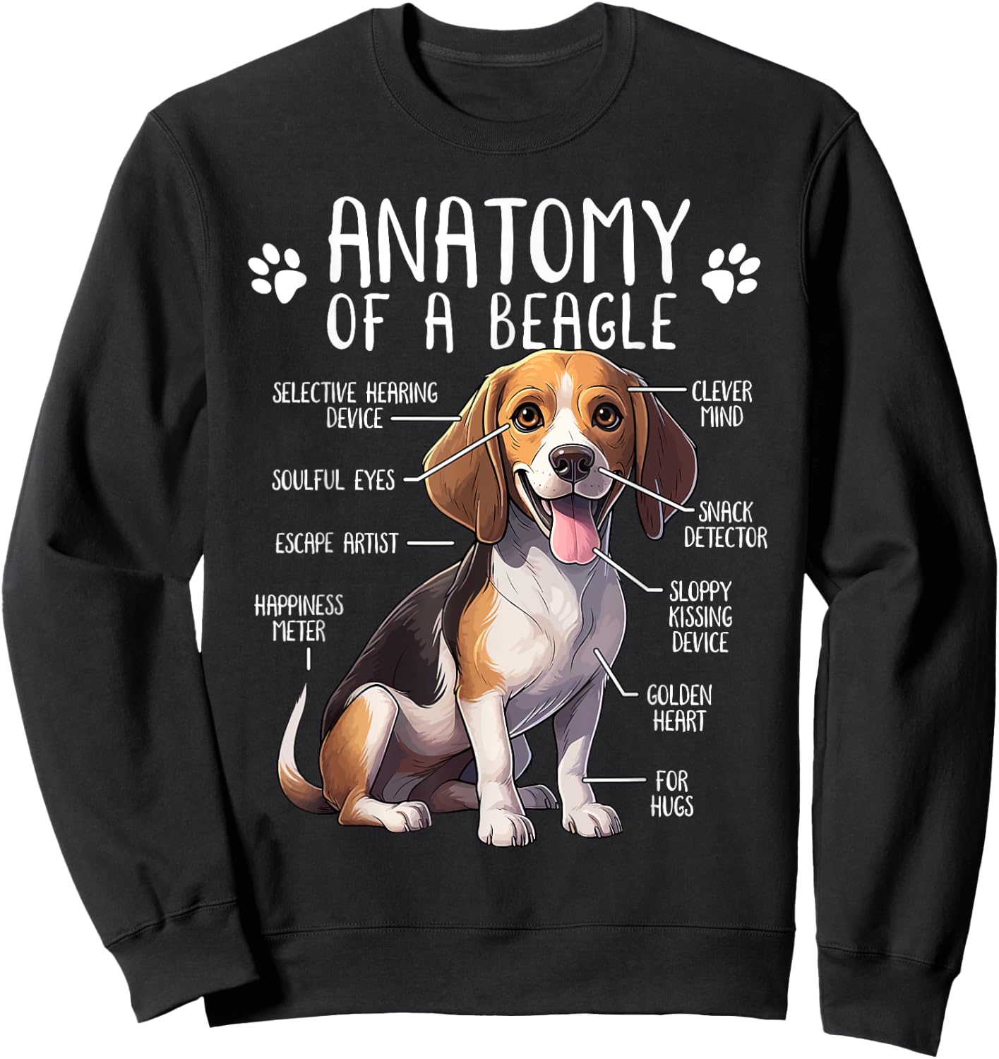 Funny Beagle Anatomy Of A Beagle Dog Owner Cute Pet Lover Women Girls Kids Sweatshirt - Sweatshirt | Black