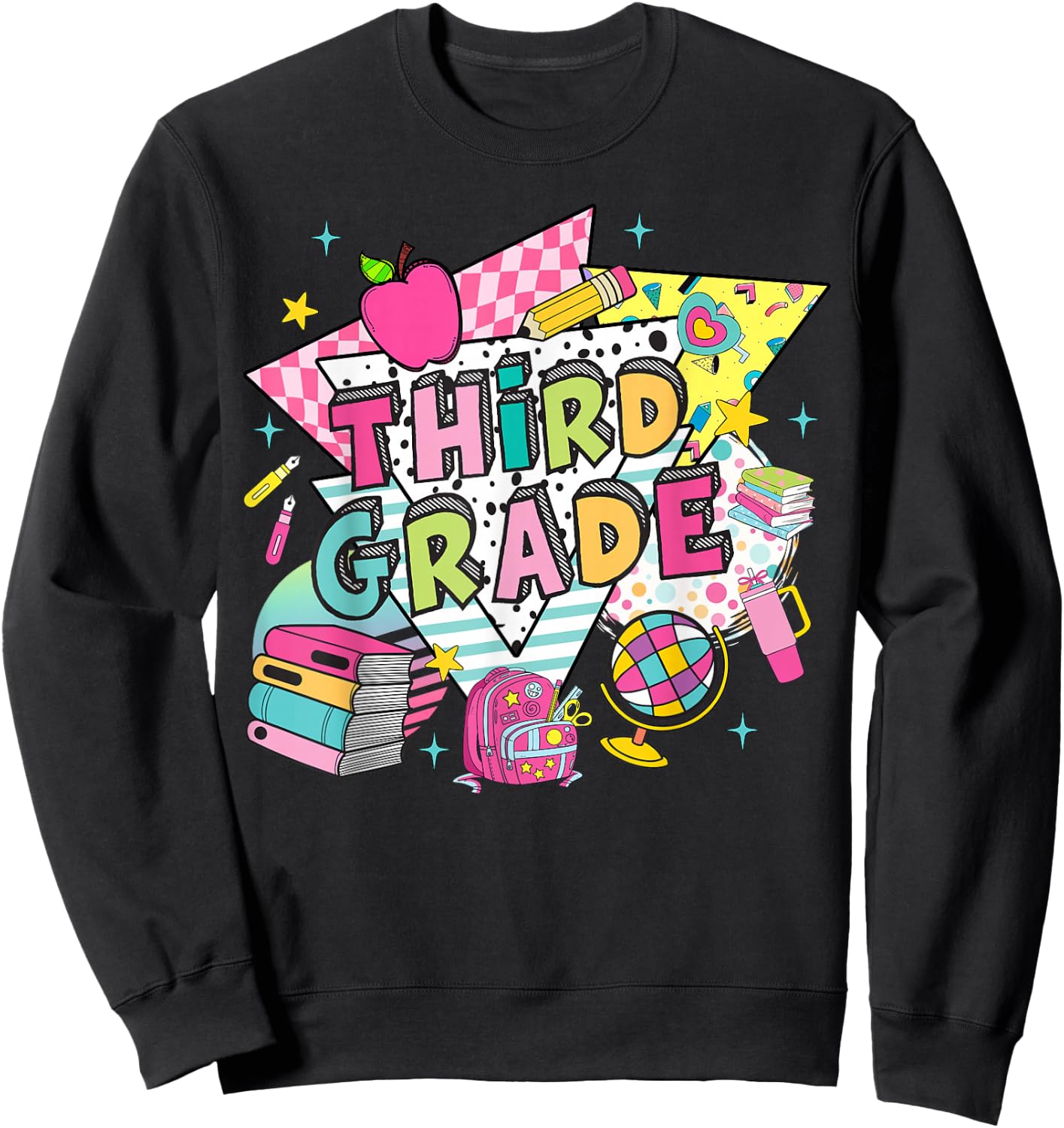 Third Grade Teachers Students Retro 90s Back To School Sweatshirt - Sweatshirt | Black