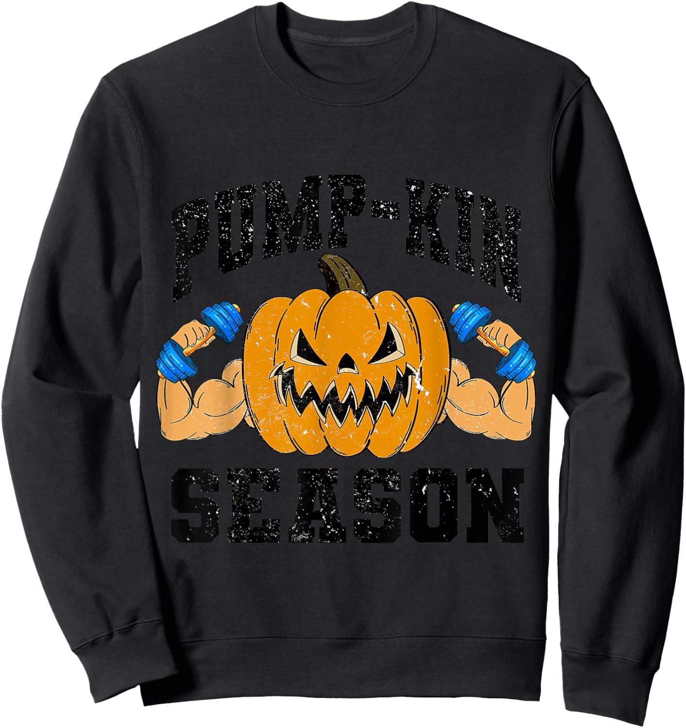 Funny Halloween Pumpkin Season Weightlifting Workout Gym Sweatshirt - Sweatshirt | Black