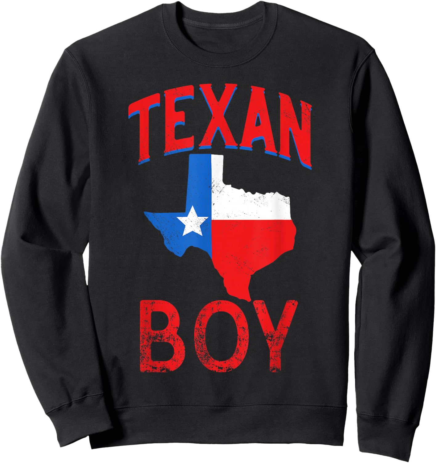 Texan Boy Proud Vintage Texas Flag Sweatshirt - Sweatshirt | Black