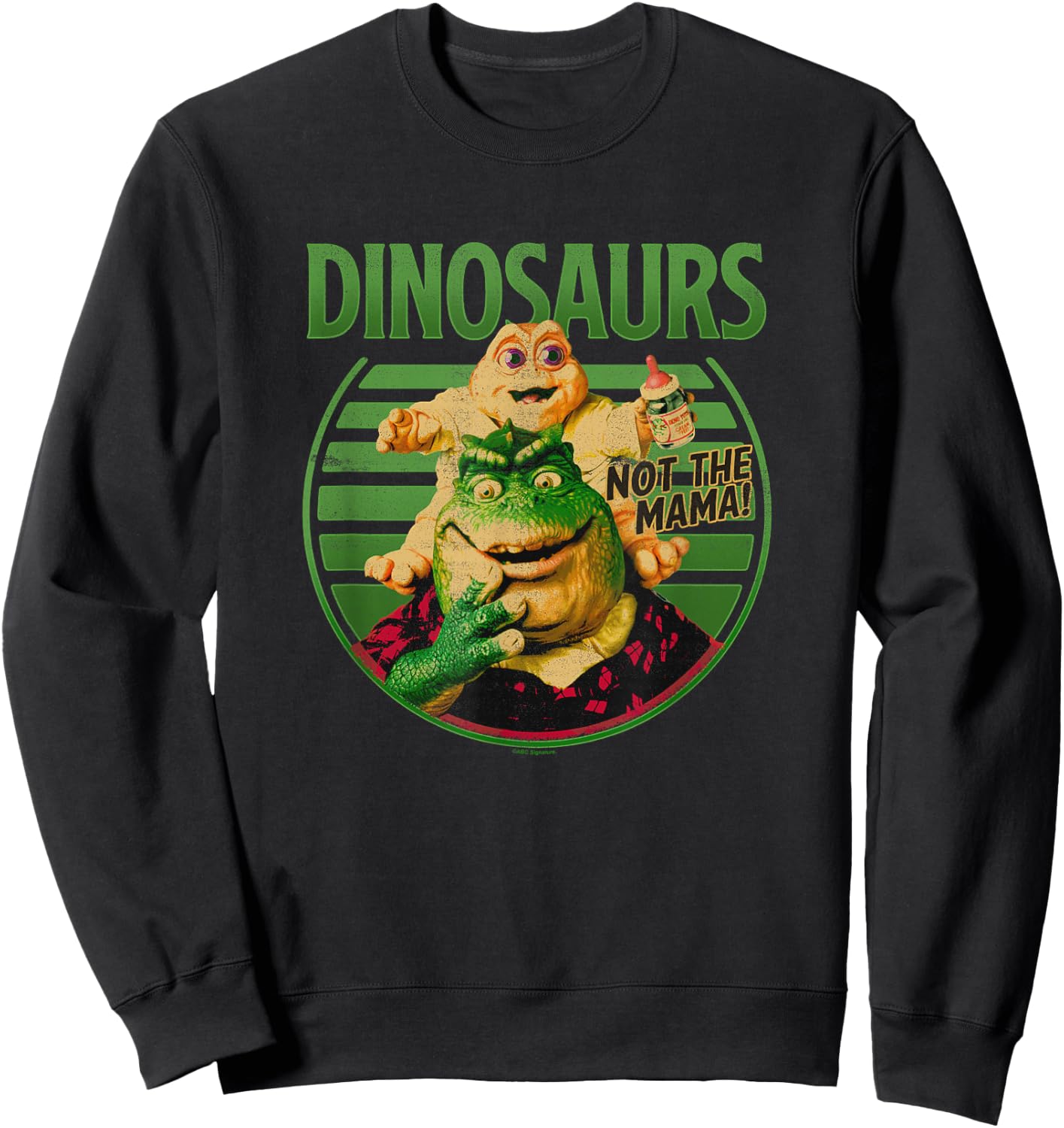 Dinosaurs Not The Mama! Baby & Earl Sinclair Big Retro Logo Sweatshirt - Sweatshirt | Black