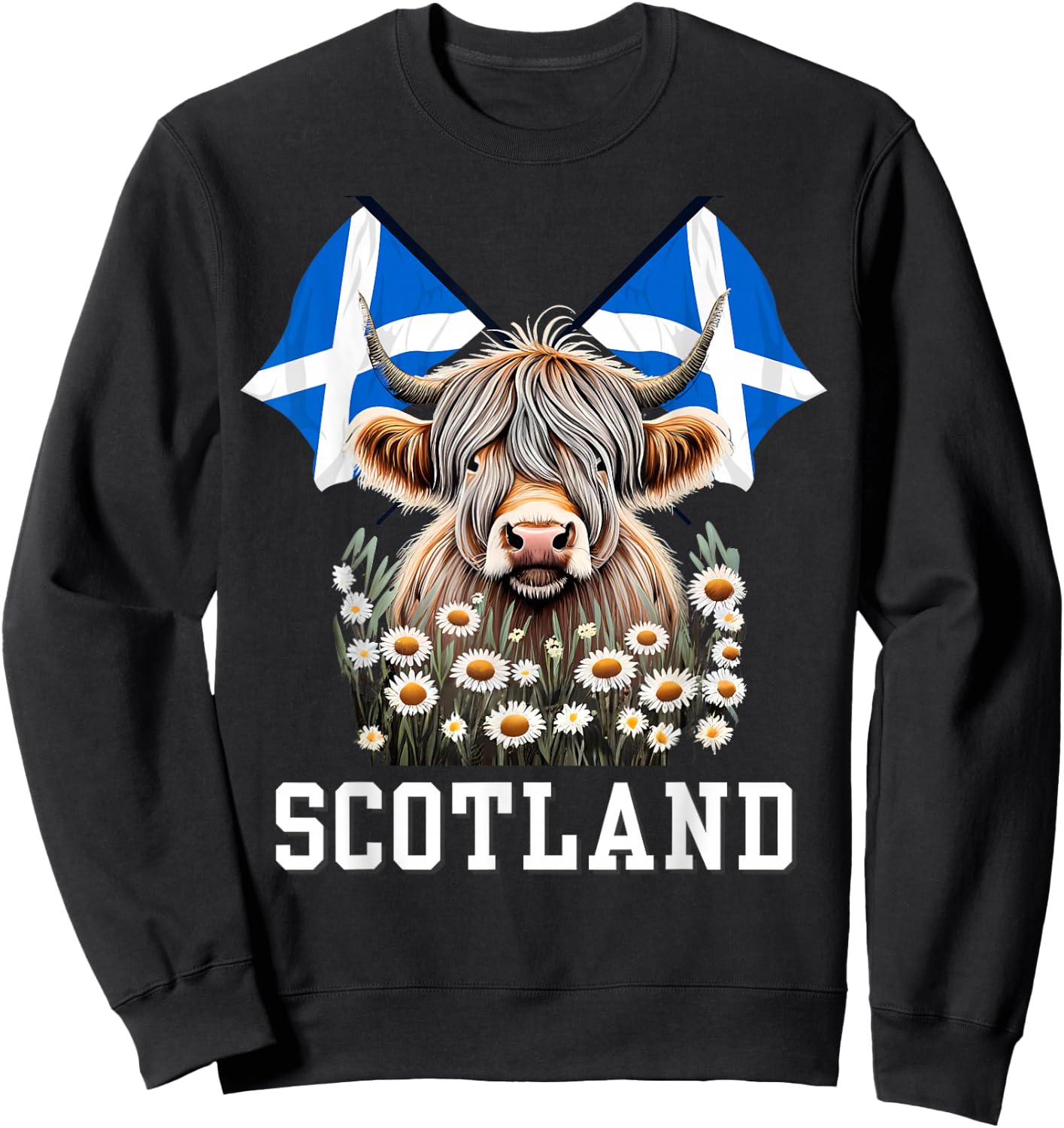 Scotland Scottish Highland Cow Scottish Ancestry Vacation Sweatshirt - Sweatshirt | Black