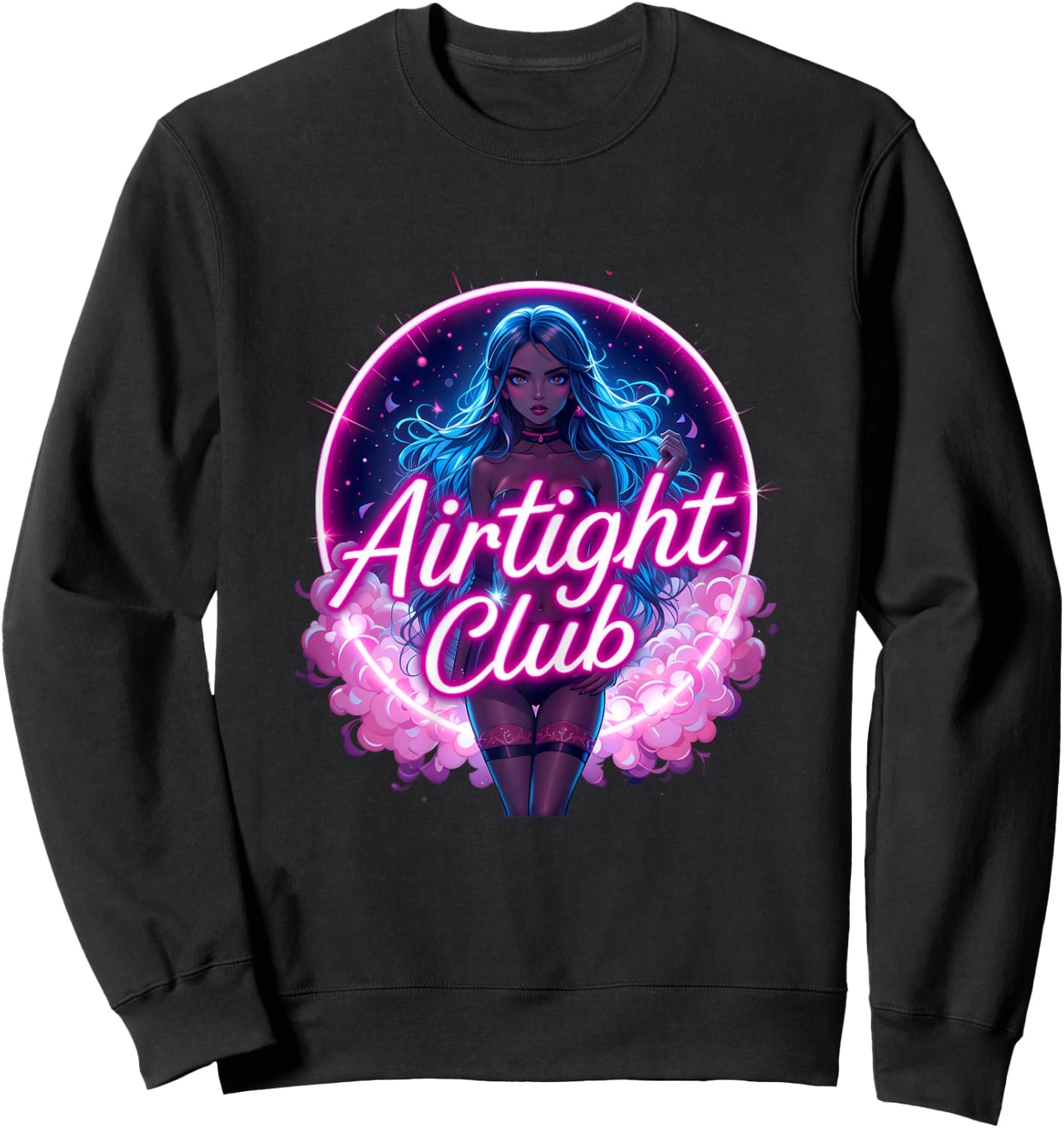 Airtight Club Swinger Lifestyle Naughty Adult Humor Graphic Sweatshirt - Sweatshirt | Black