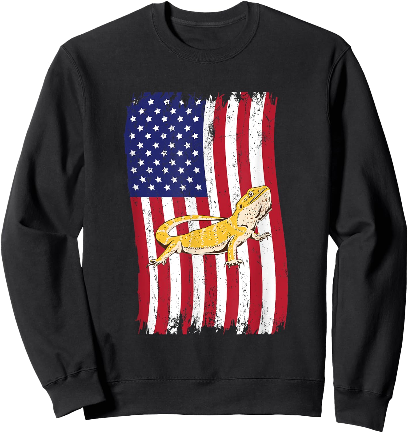 American Flag Bearded Dragon Sweatshirt - Sweatshirt | Black