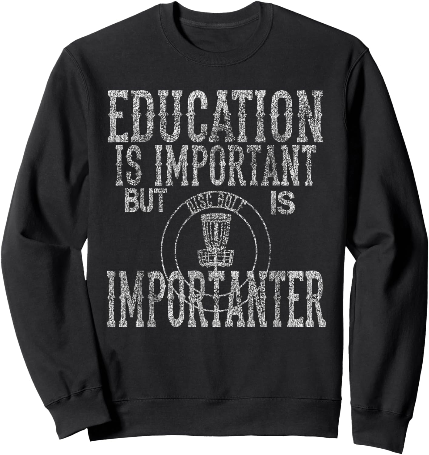 Never Underestimate an Old Man Disc Golf Distressed Sweatshirt - Sweatshirt | Black