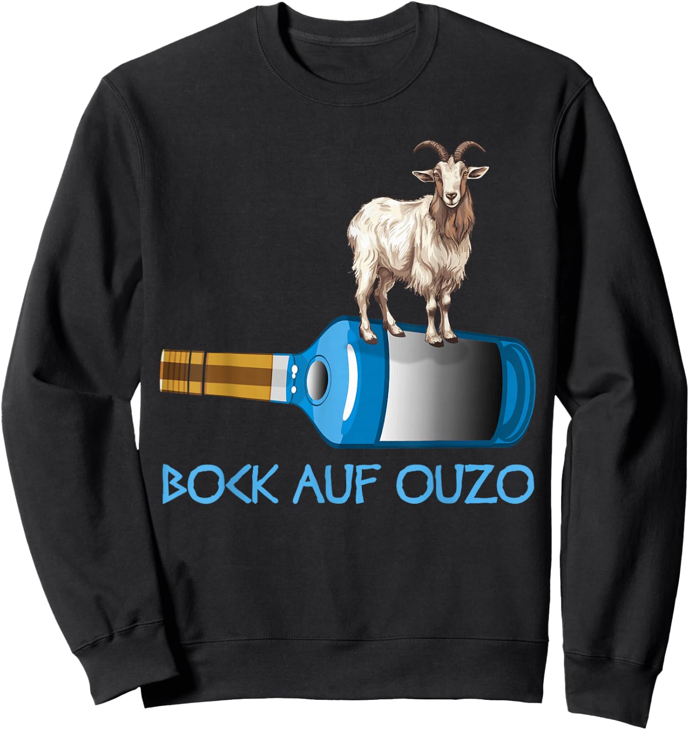 with German Text Alcohol Greece, black Sweatshirt - Sweatshirt | Black