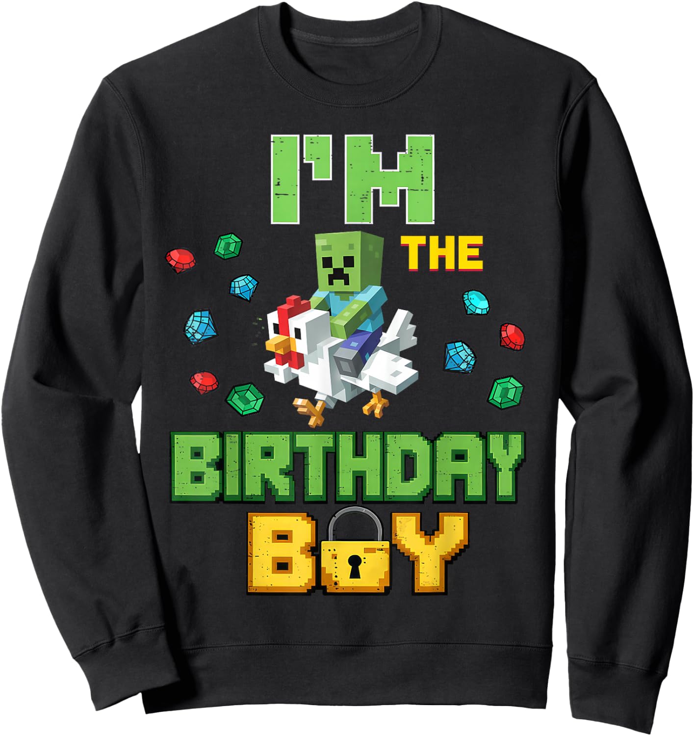 Im The Birthday Boy Video Gamer Dab Pixel Number Chicken Sweatshirt - Sweatshirt | Black