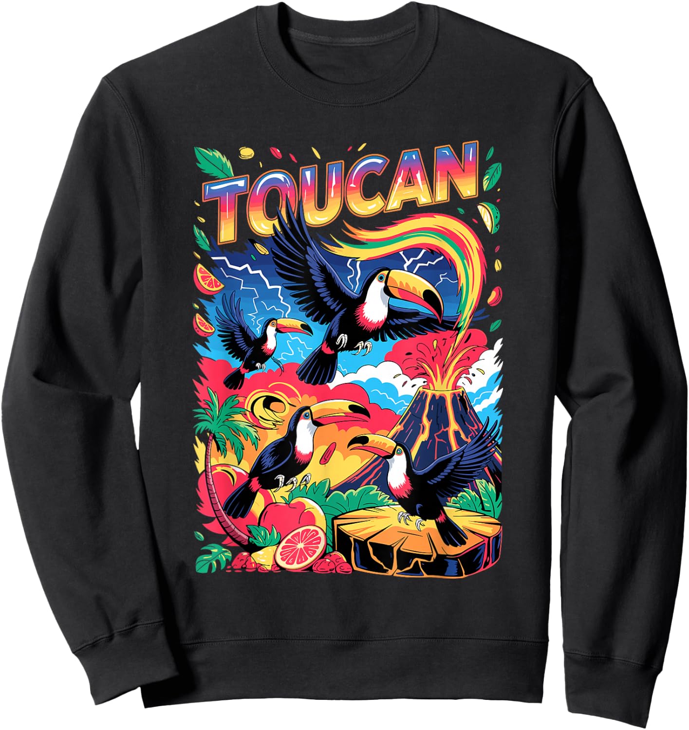 90s Vintage Toucan Toco Toucans Sweatshirt - Sweatshirt | Black