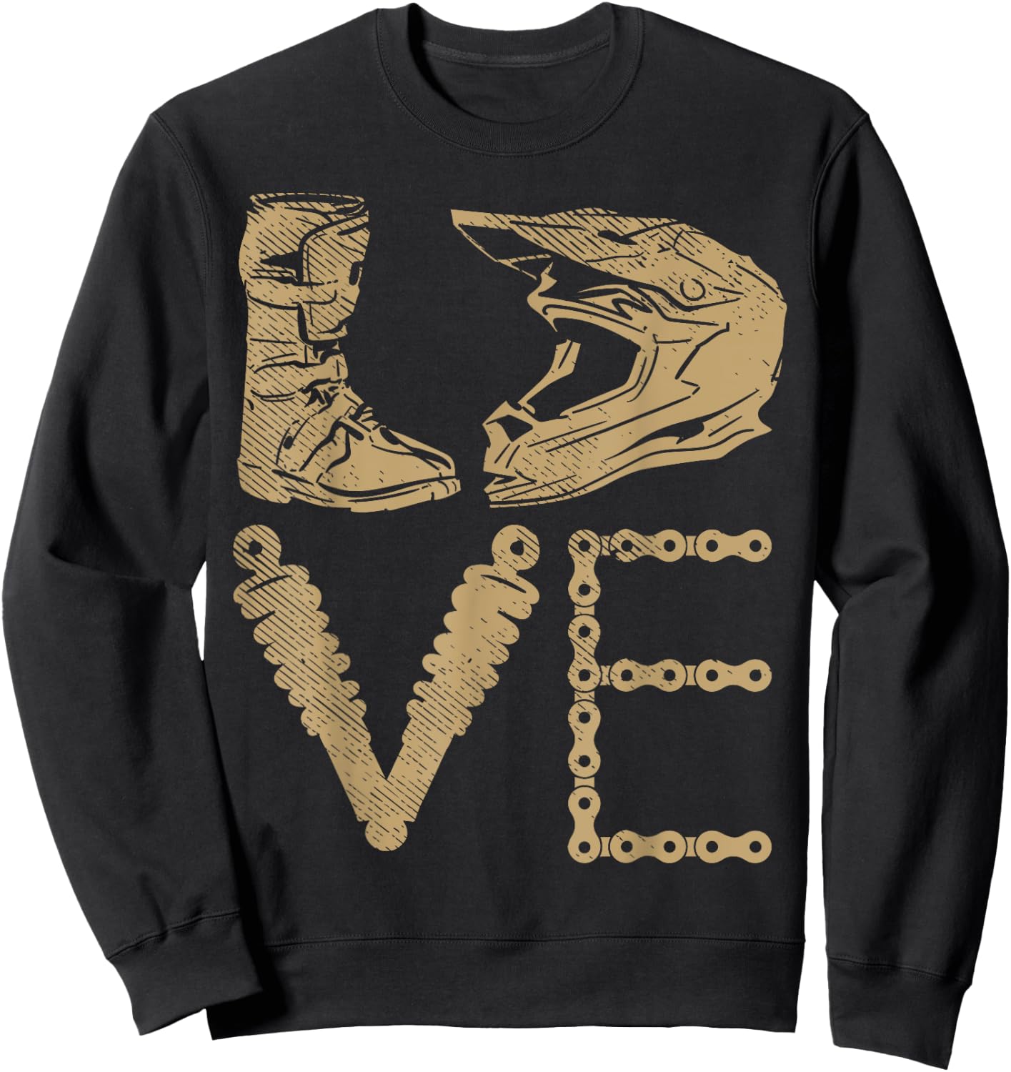 Love Dirt Bike Boots Helmet Motocross Motorcycle Racing Gift Sweatshirt - Sweatshirt | Black
