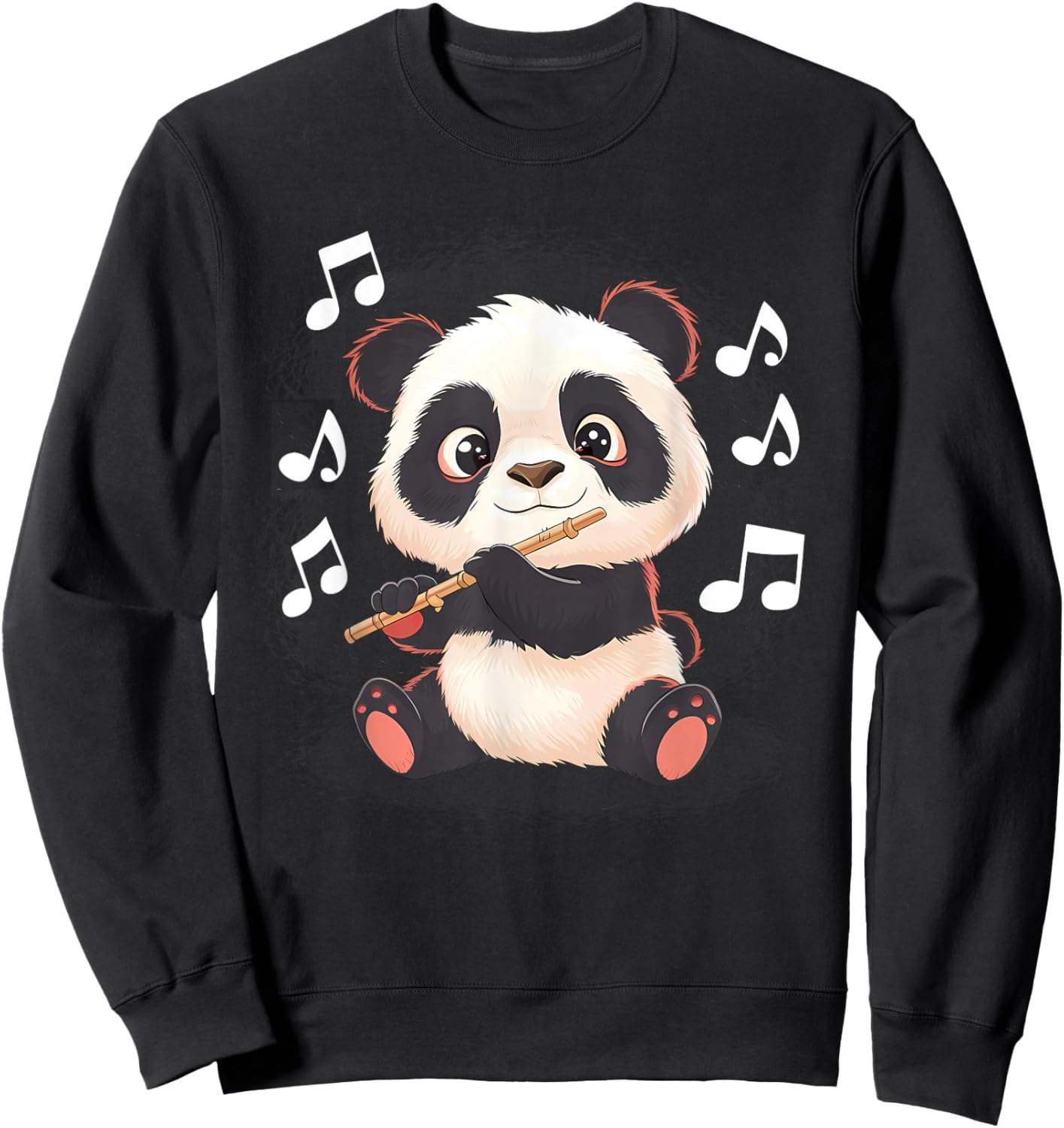 Panda Playing Flute Sweatshirt - Sweatshirt | Black