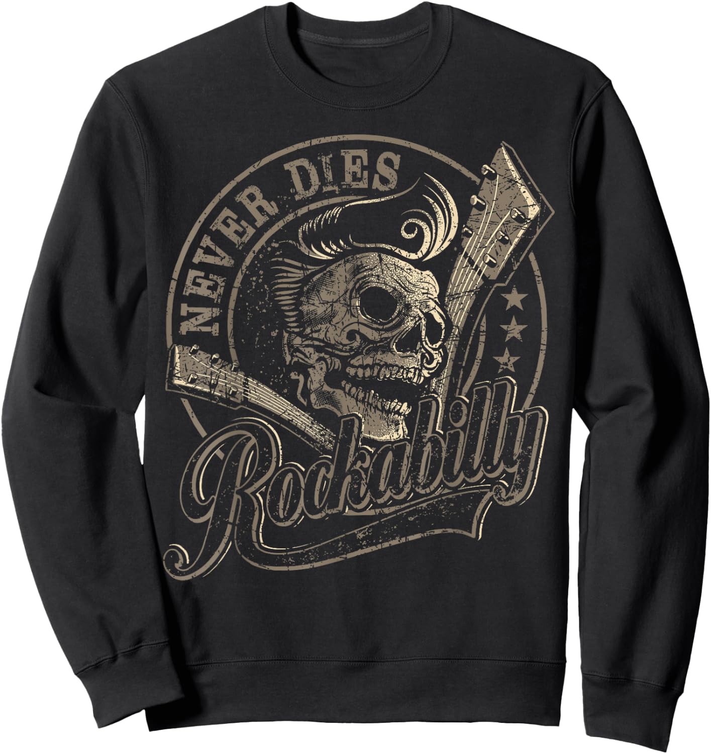 Rockabilly Skull Guitar print - Gift Rockstars - Biker Sweatshirt - Sweatshirt | Black
