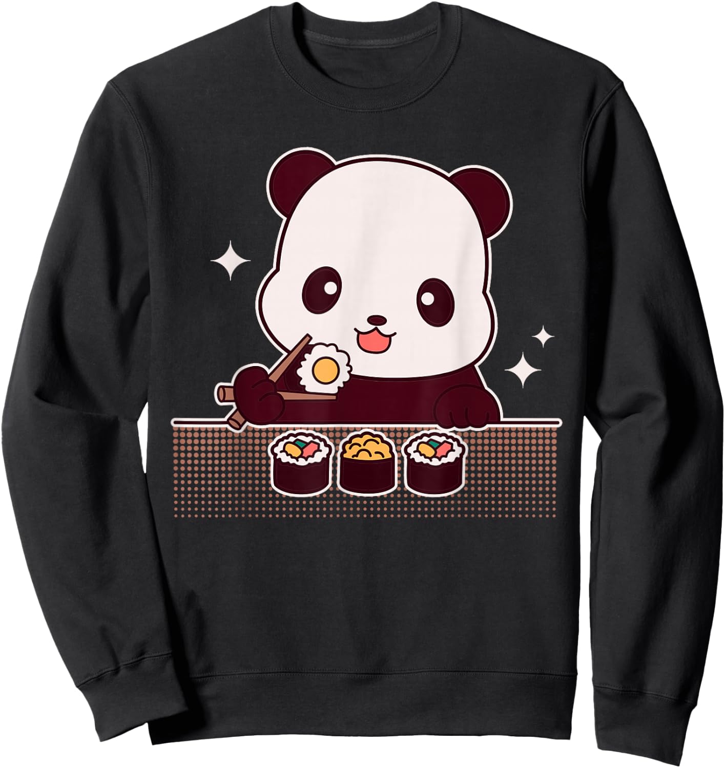 Panda Eating Sushi Cute Panda Bear Lovers Sweatshirt - Sweatshirt | Black