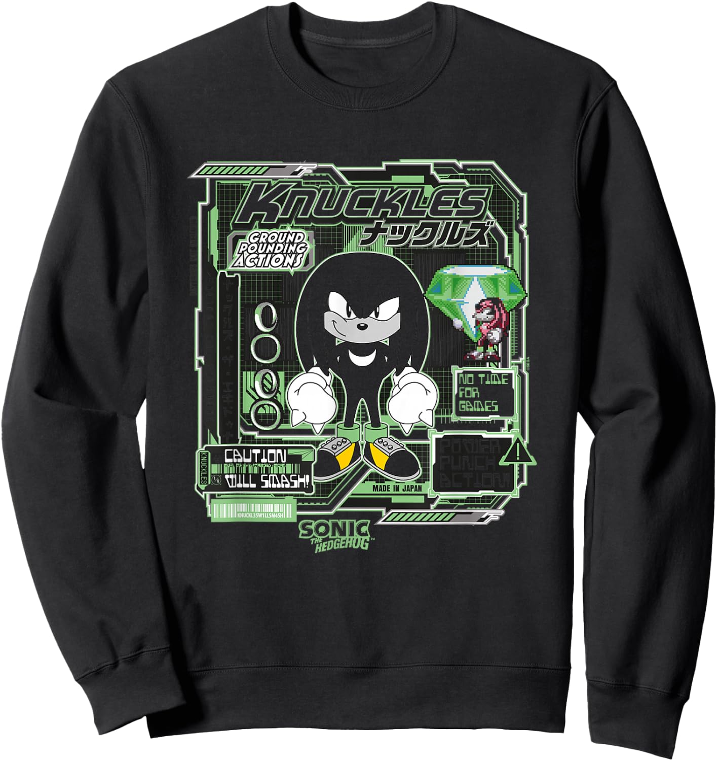 Sonic The Hedgehog Knuckles Vintage Kanji Poster Sweatshirt - Sweatshirt | Black