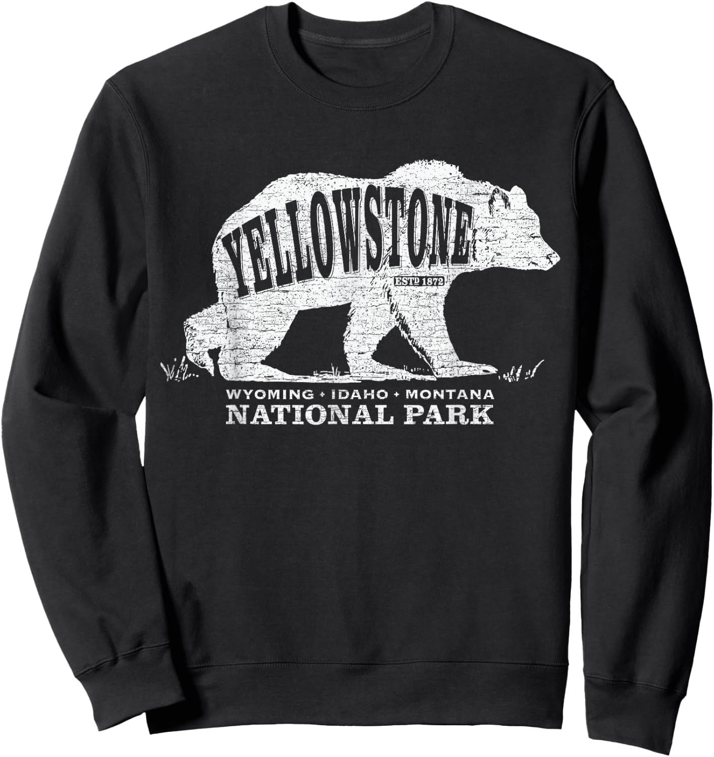 Grizzly Bear Yellowstone National Park Est. 1872 Sweatshirt - Sweatshirt | Black