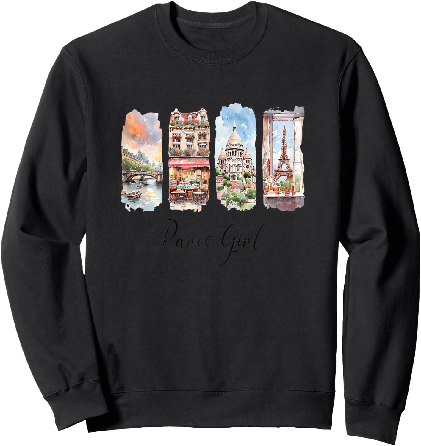Macaroons, Eiffel Tower and France - Vacances Paris Sweatshirt - Sweatshirt | Black