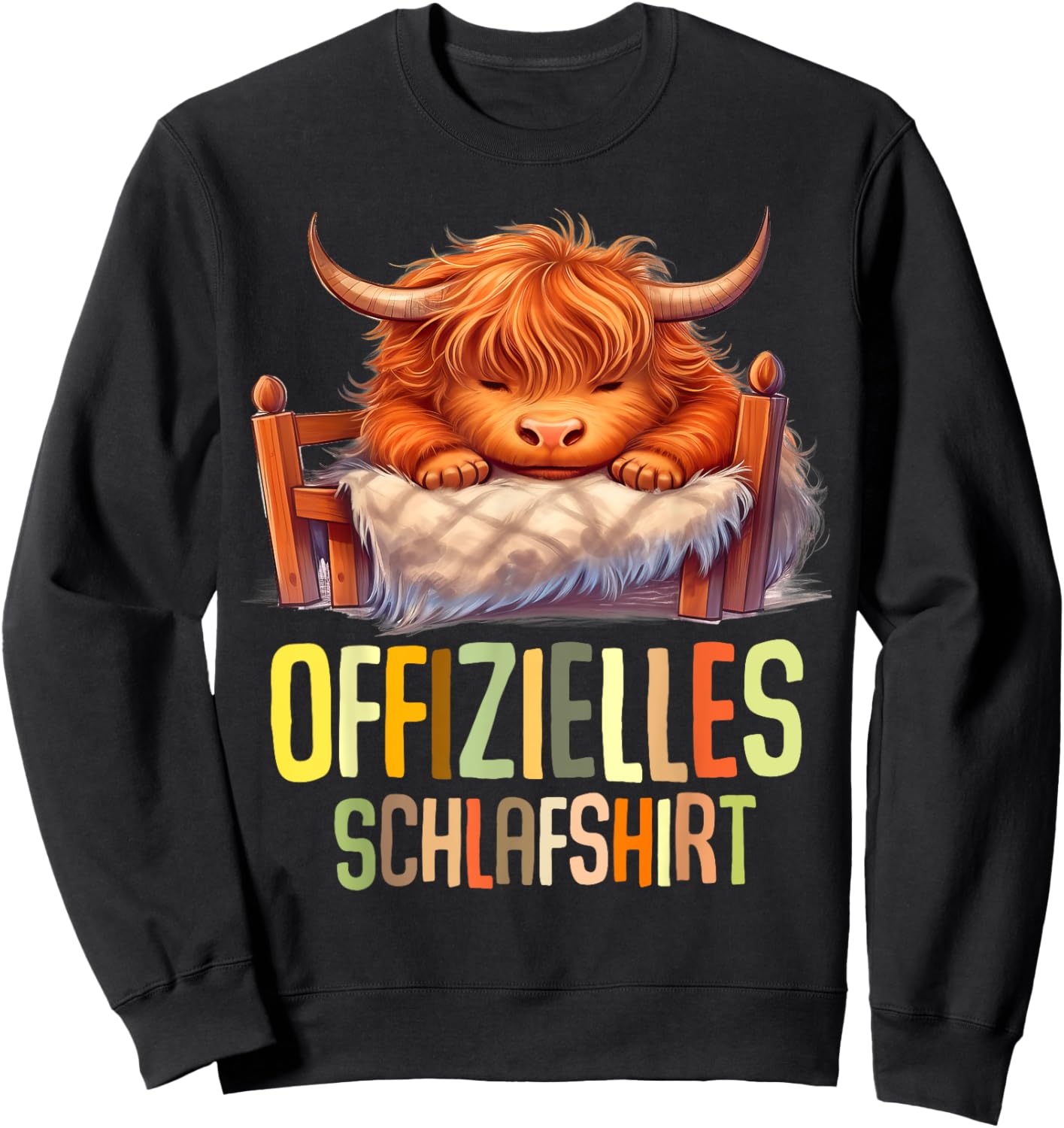 Highland Cow Official Sleep Shirt Pyjamas Nightdress , black Sweatshirt - Sweatshirt | Black