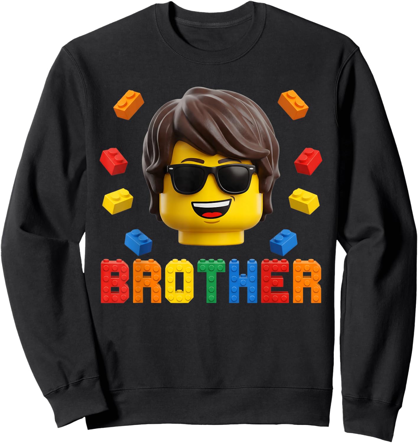 Brother Master Builder Boy Building Bricks Blocks Family Sweatshirt - Sweatshirt | Black