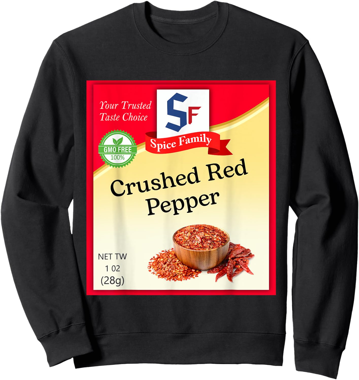Crushed Red Pepper Condiment Costume Holiday Spice Costumes Sweatshirt - Sweatshirt | Black