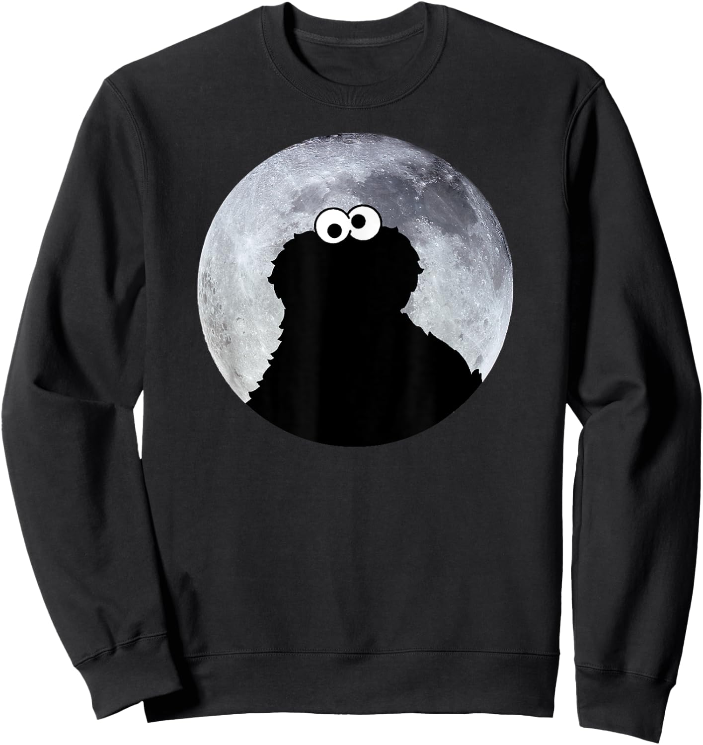 Sesame Street Cookie Monster in Moonlight Shadow Moonnight , black Sweatshirt - Sweatshirt | Black