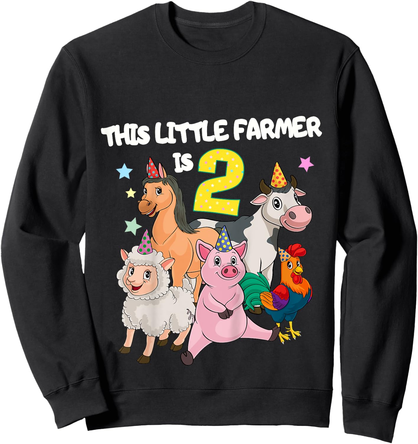 Kids Farm 2 Year Old Birthday Outfit Boy Tractor 2nd Birthday Sweatshirt - Sweatshirt | Black