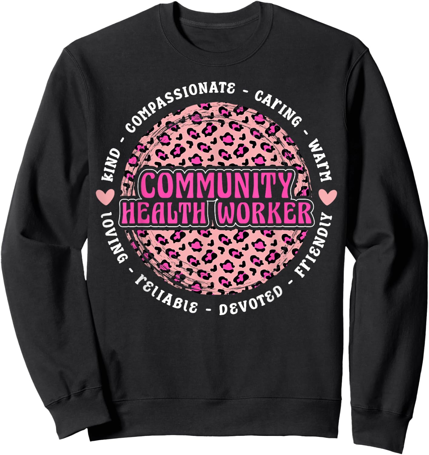 Community Health Worker Leopard Sweatshirt - Sweatshirt | Black