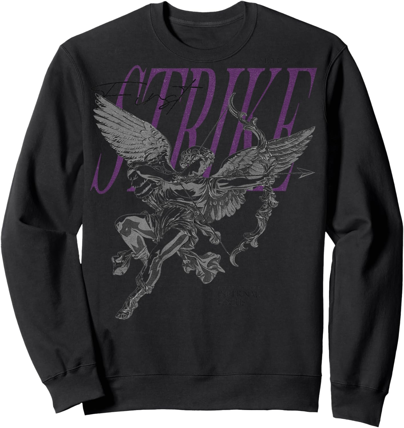 Hip Hop Angel Vintage Edgy Y2K Backprint Streetwear Angel Sweatshirt - Sweatshirt | Black