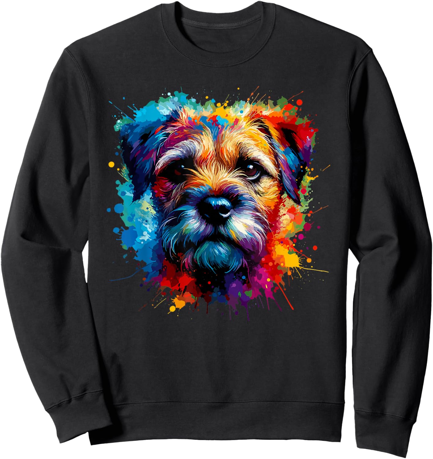 Colourful Splash Art Border Terrier Border Terriers Sweatshirt - Sweatshirt | Black