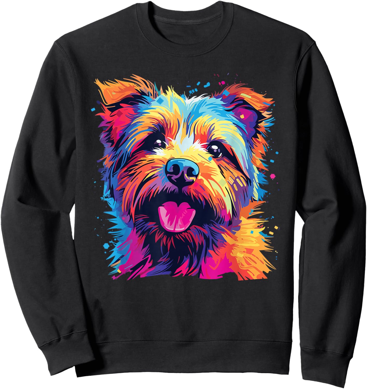 Watercolour Colourful Norfolk Terrier Dogs Sweatshirt - Sweatshirt | Black