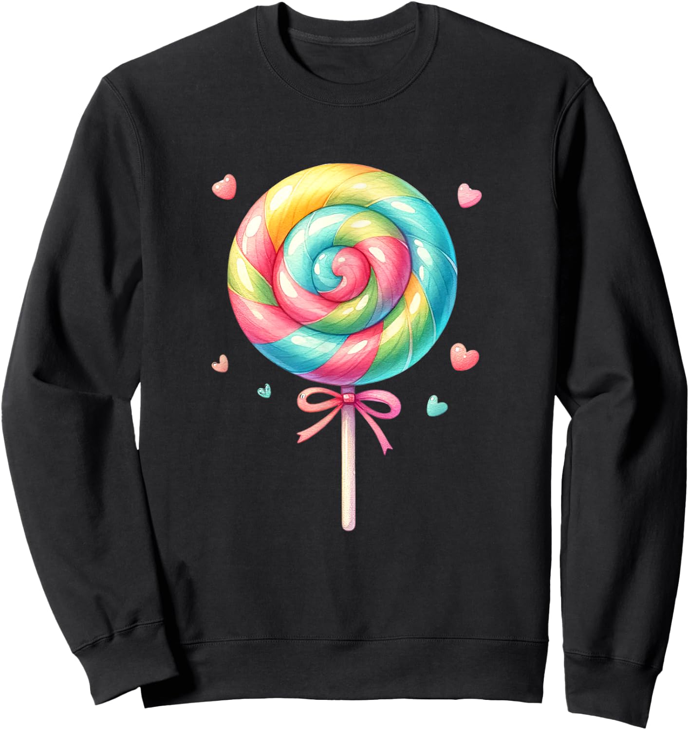 Lollipop Rainbow Candy Kids Girls Cute , black Sweatshirt - Sweatshirt | Black