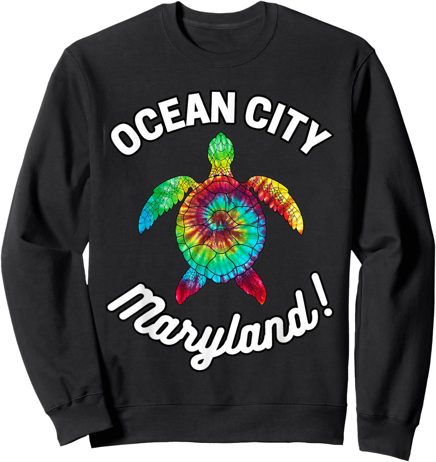 Ocean City Maryland Tie Dye Boho Turtle Turtles MD Sweatshirt - Sweatshirt | Black