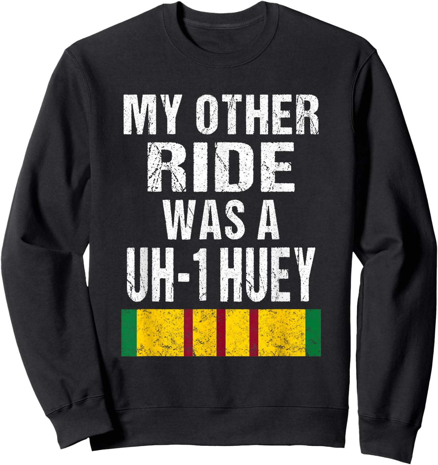 Vietnam Veteran Biker UH-1 Huey Helicopter Vet Sweatshirt - Sweatshirt | Black