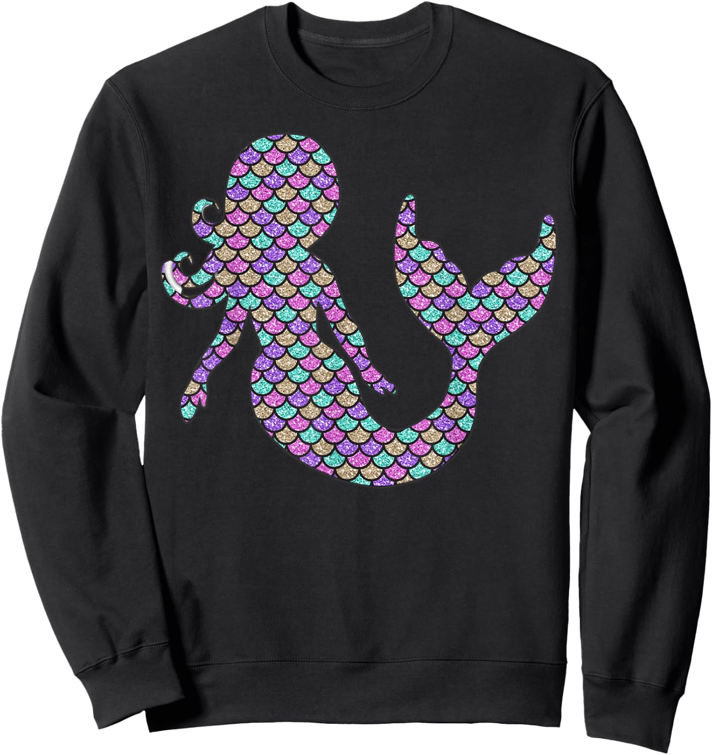 Mermaid Pink Purple Turquoise , black Sweatshirt - Sweatshirt | Black