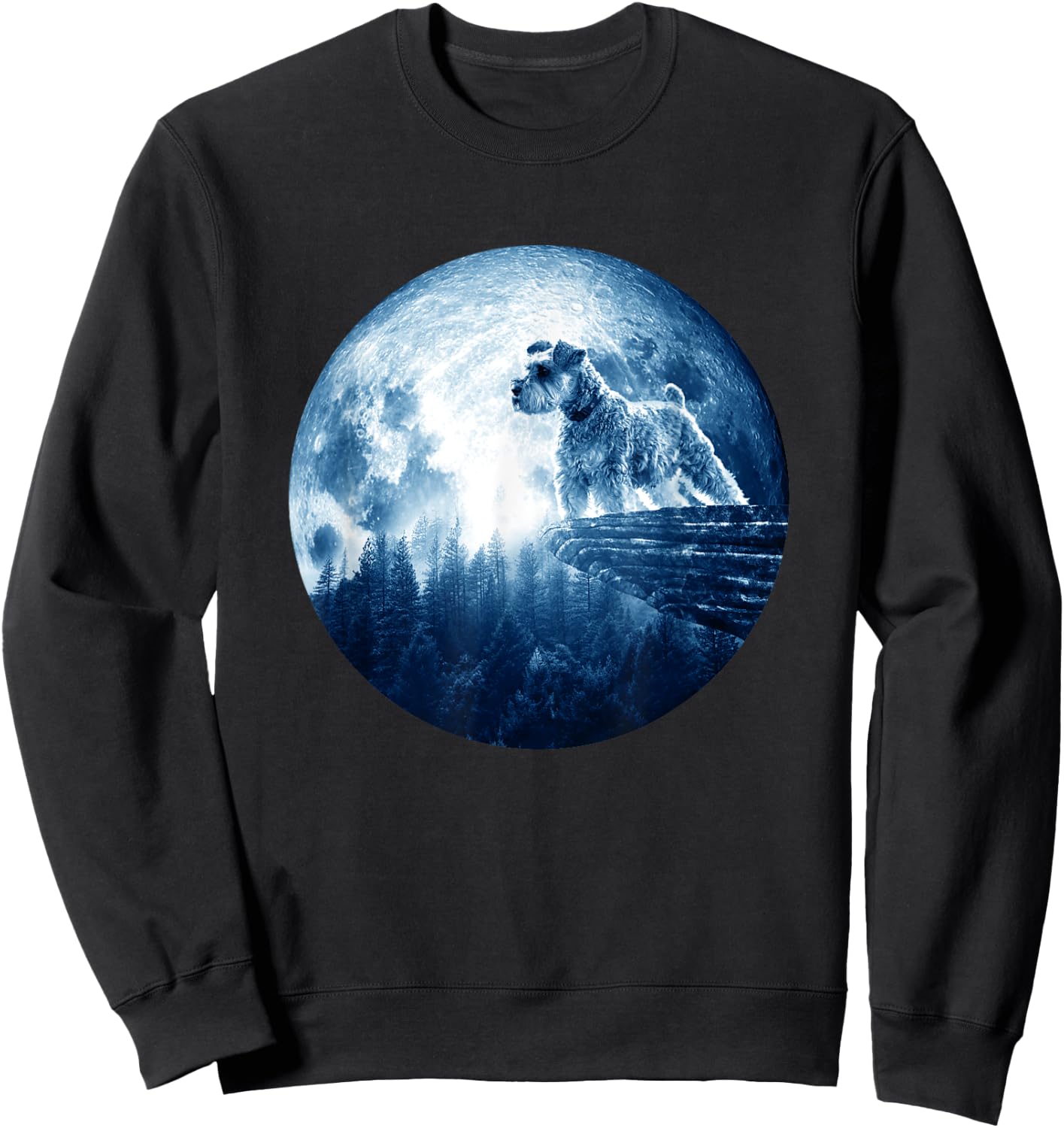 Miniature Schnauzer Dog Moon Dog Mom Dad Dog Lovers Sweatshirt - Sweatshirt | Black