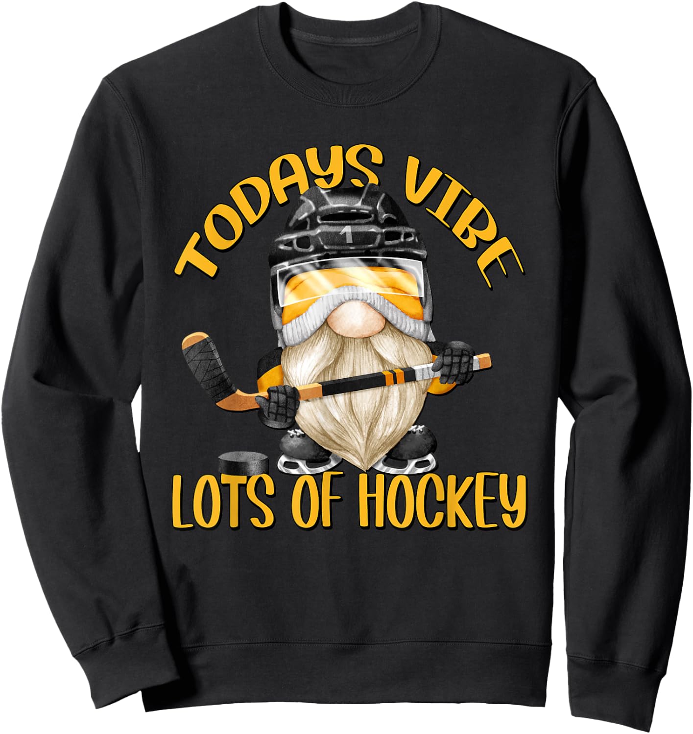 Funny Gnome Dad Hockey Saying And Hockey Coach Sweatshirt - Sweatshirt | Black