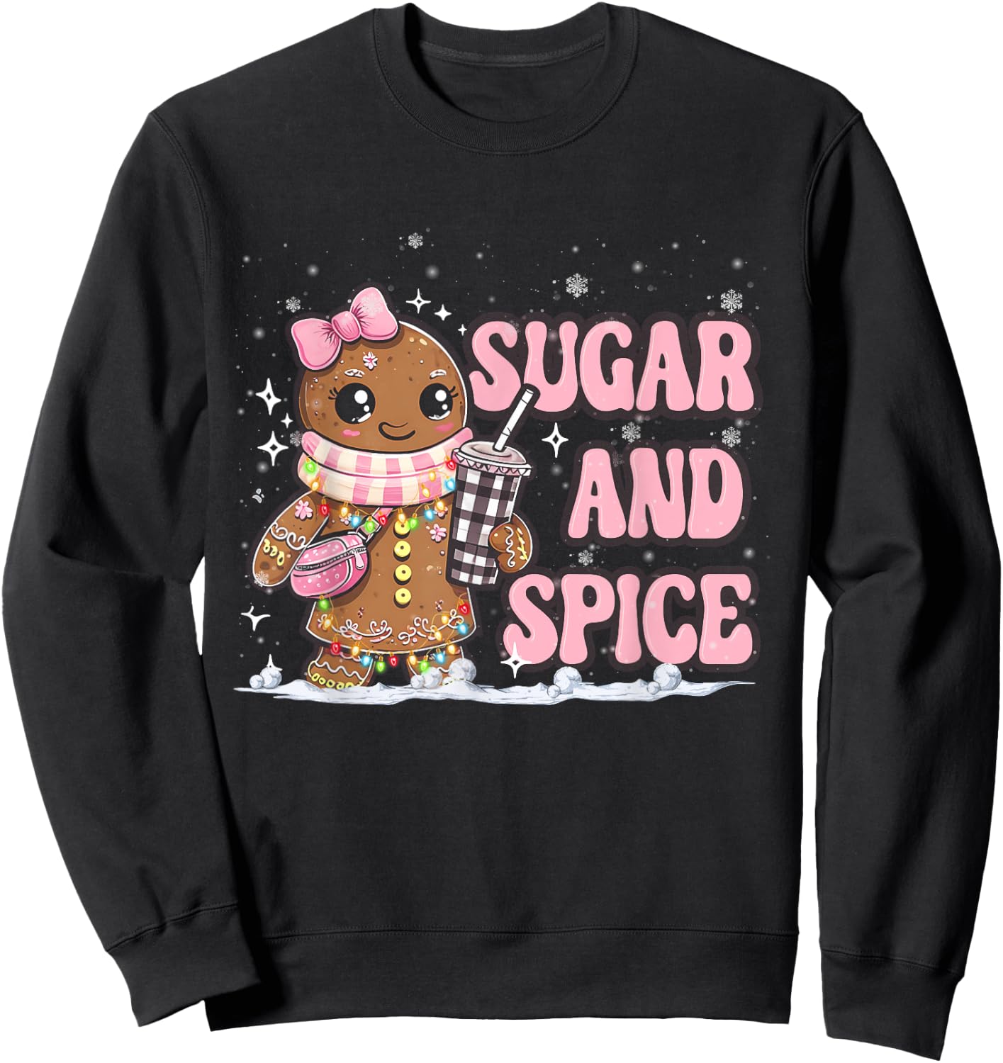 Sugar Spice Gingerbread Bougie Pink Christmas Retro Cookie Sweatshirt - Sweatshirt | Black