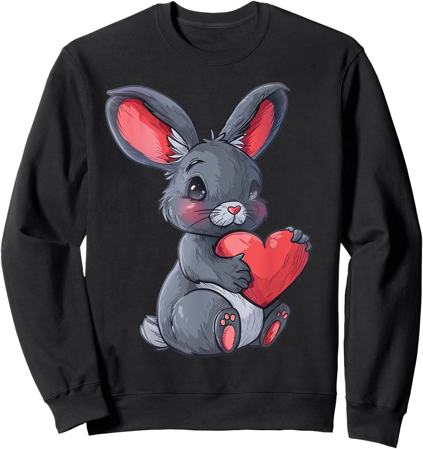 Niedlicher Hase Mit Herz Liebevolles Design Sweatshirt - Sweatshirt | Black