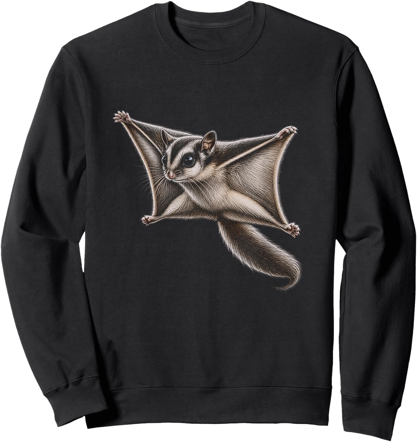 Flying Squirrel Graphic Artwork Design Sweatshirt - Sweatshirt | Black