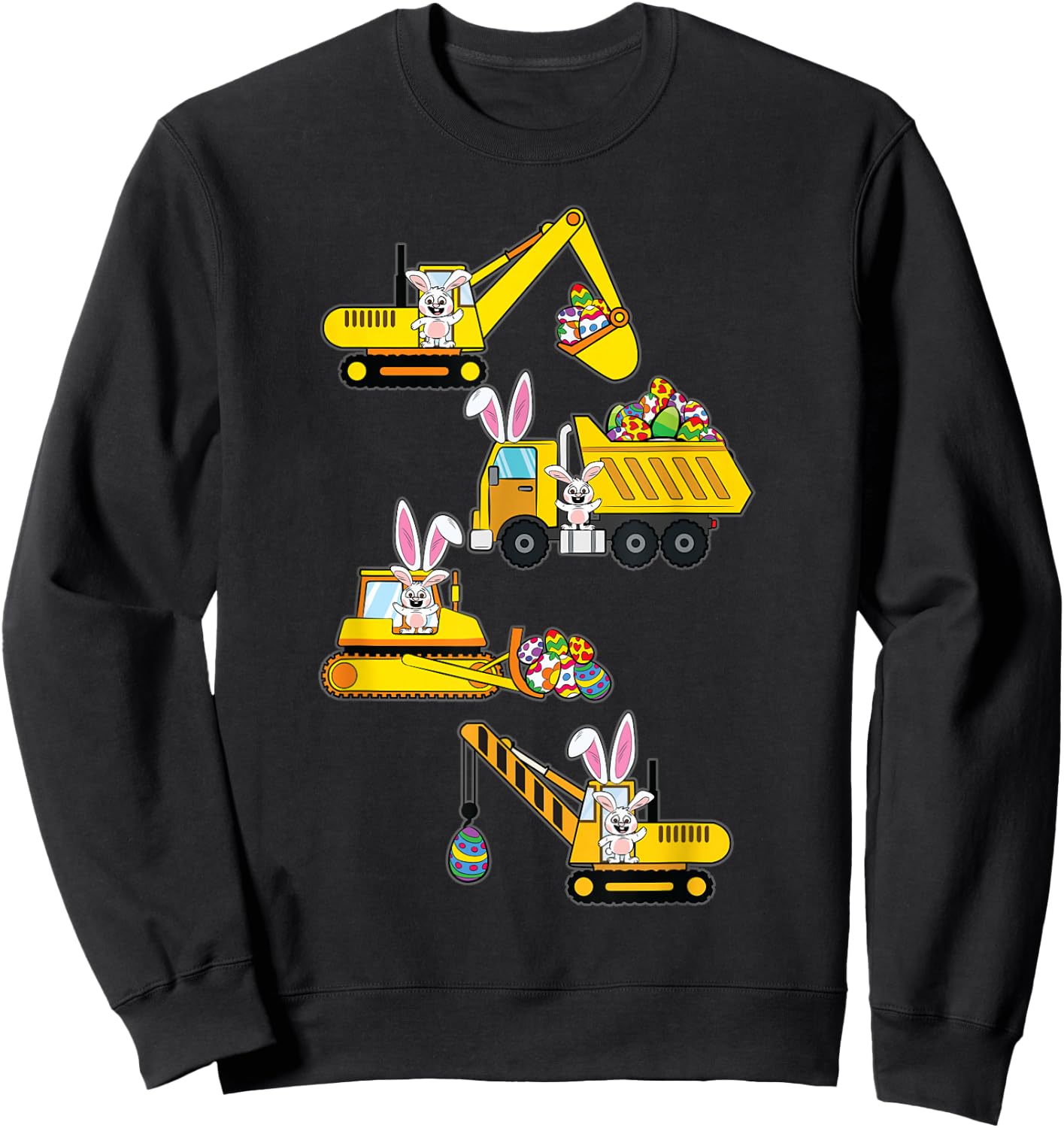 Bunny Egg Hunting Heavy Equipment Easter Construction Boys Sweatshirt - Sweatshirt | Black