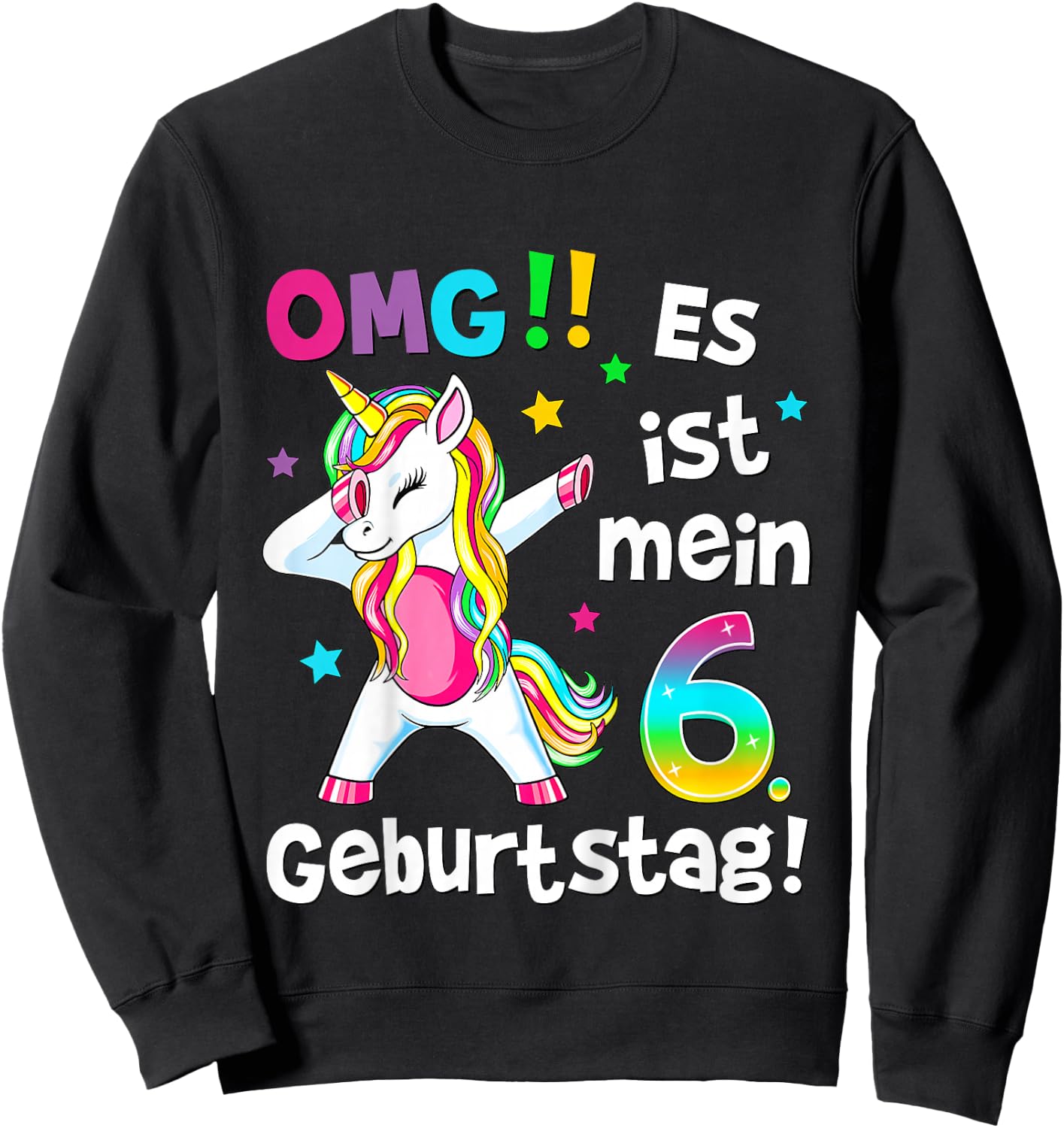 Kids OMG It's My 6th Birthday Girls Party Unicorn , black Sweatshirt - Sweatshirt | Black