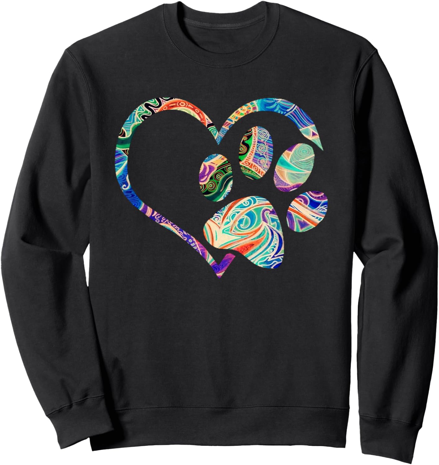 Animal Rescue Shirt Dog Paw Print Tie Dye Rainbow Dog Love Men Women Girls Kids Sweatshirt - Sweatshirt | Black