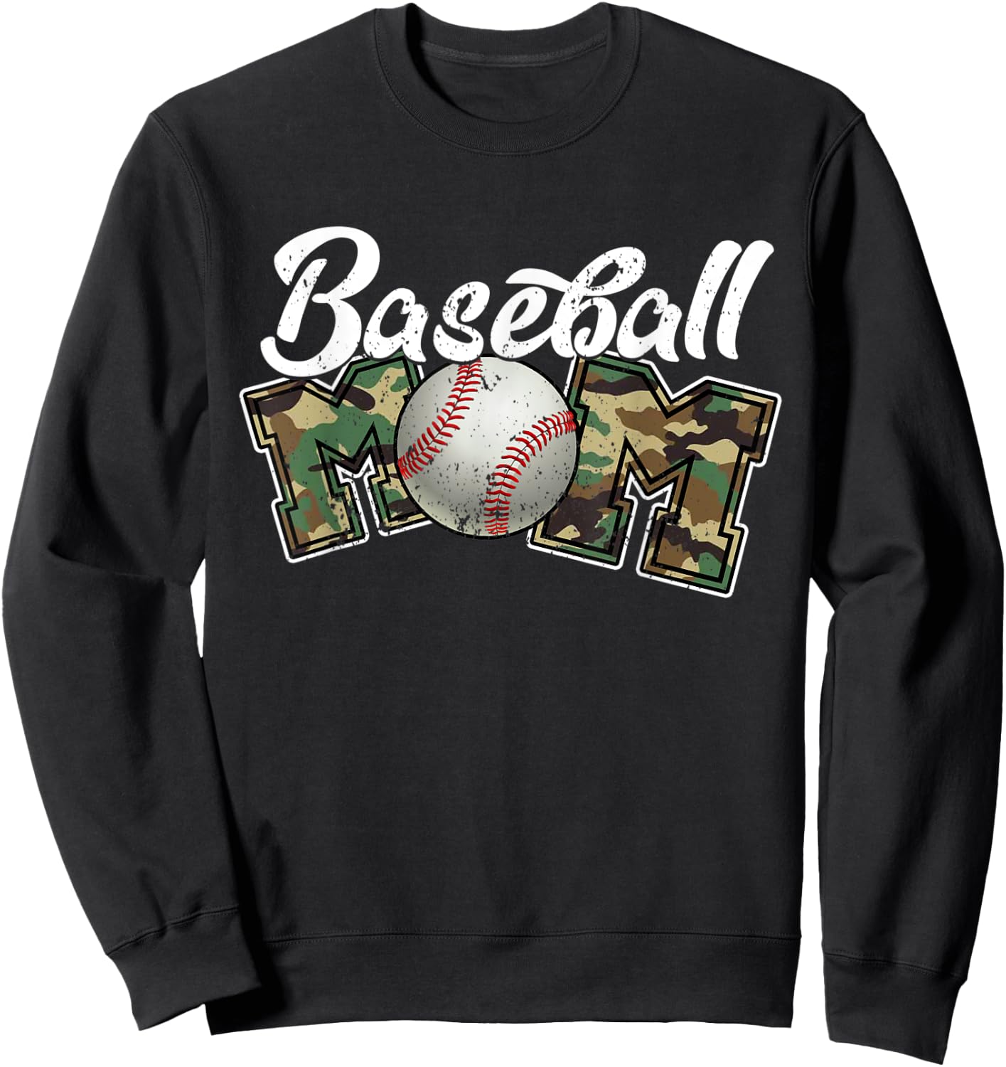 Softball Baseball Mom Camo Color Mother's Day Shirt Sweatshirt - Sweatshirt | Black